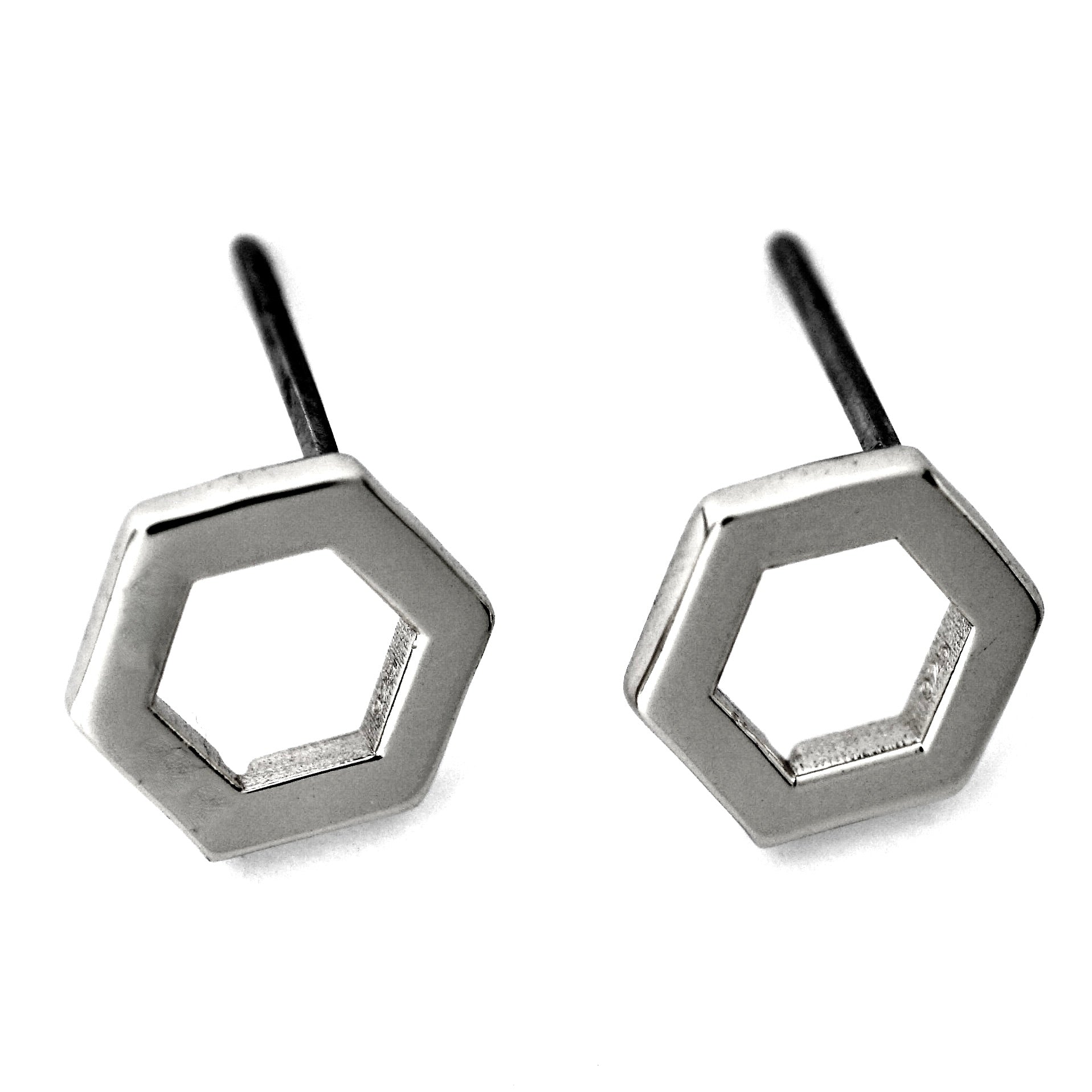 AIVIA Jewelry - silver hexagon stud earrings