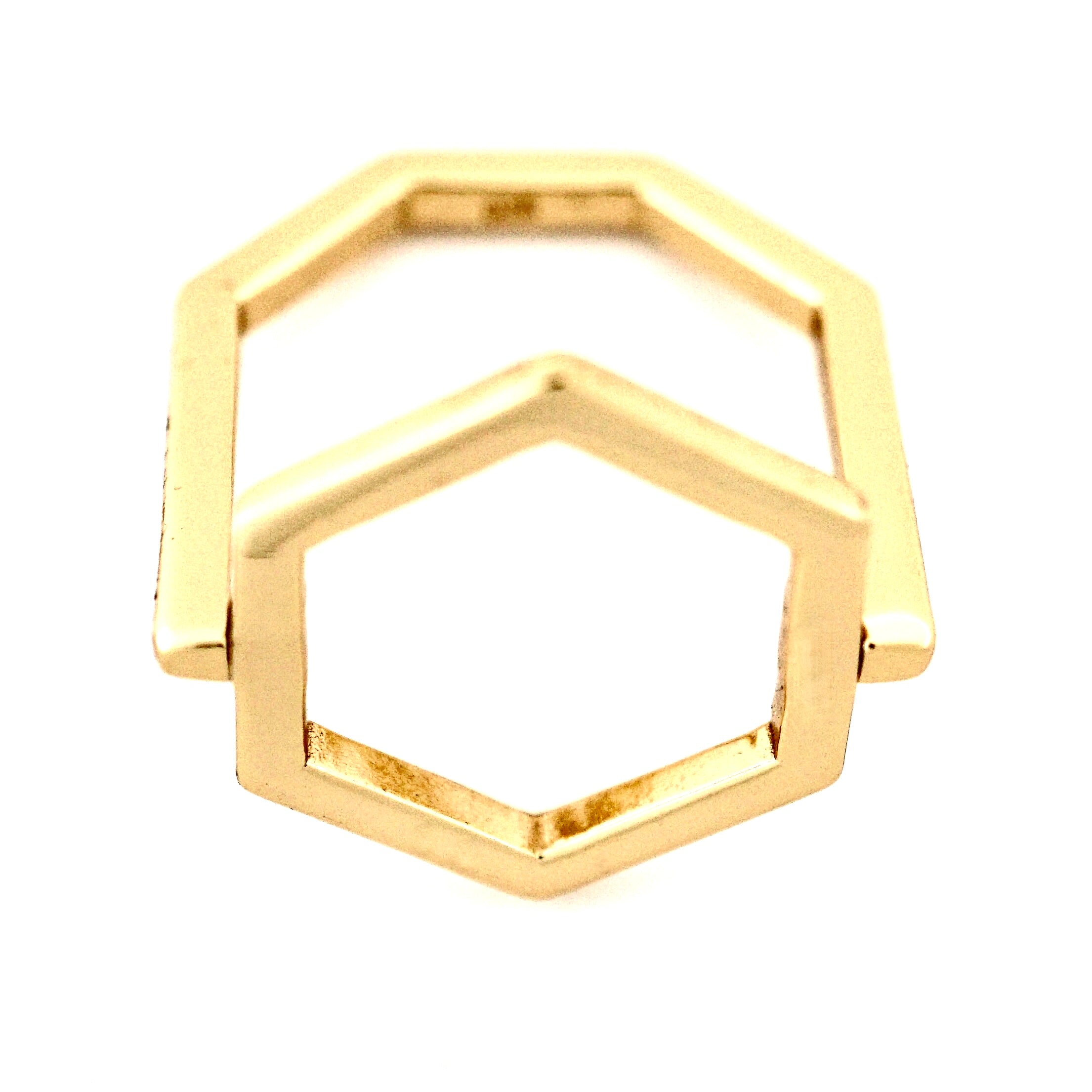 Gold-plated silver hexagon ring