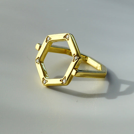 Diamond Hexagon Ring